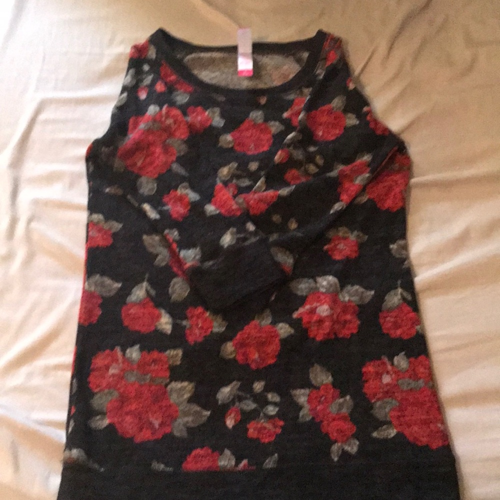 Dark Gray Shirt with Roses
